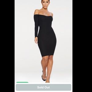 Black Bardot ripped long sleeve Midi dress . (NEW)